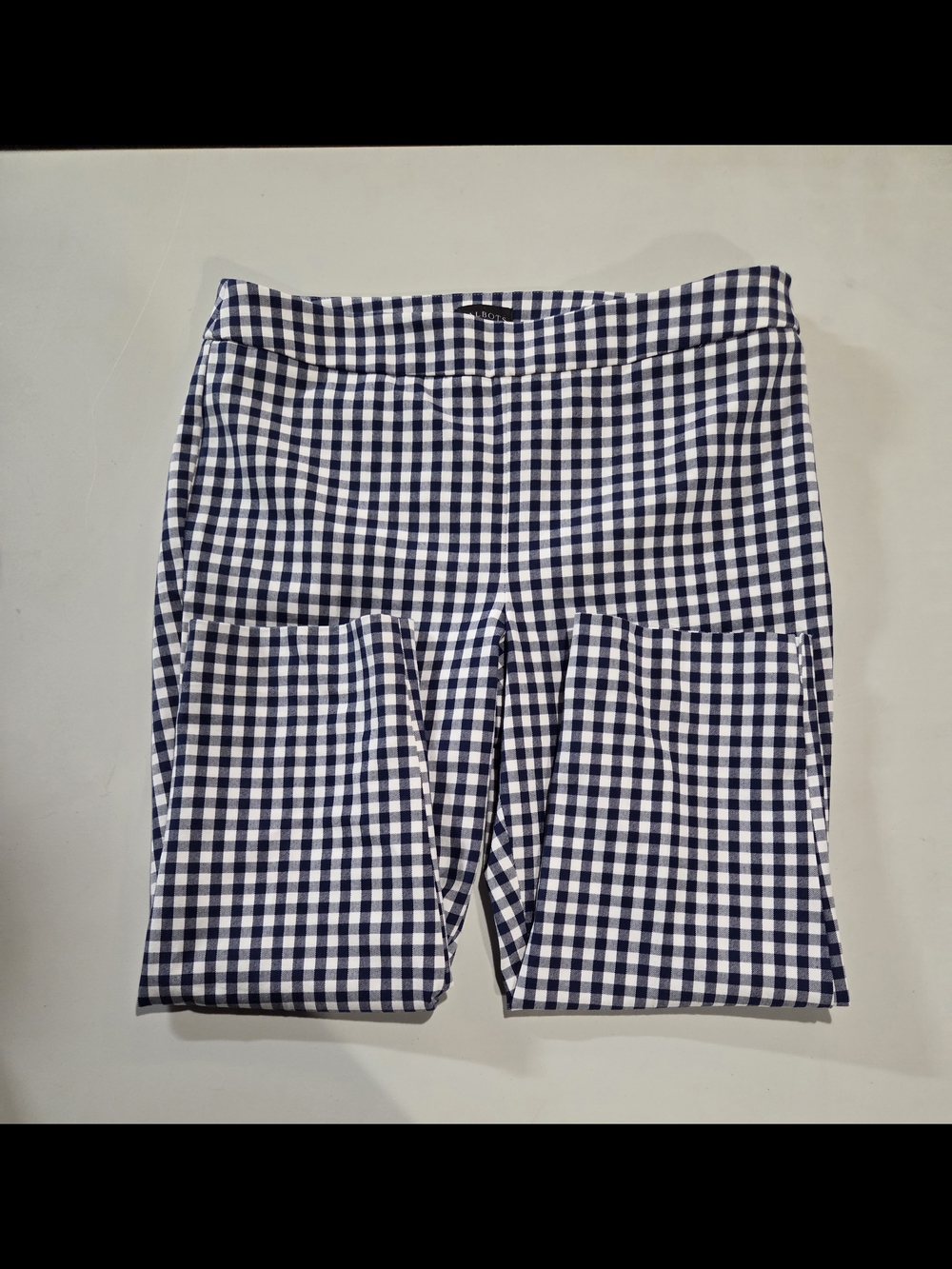 Talbots Chatam Navy and White Gingham Crop Pants